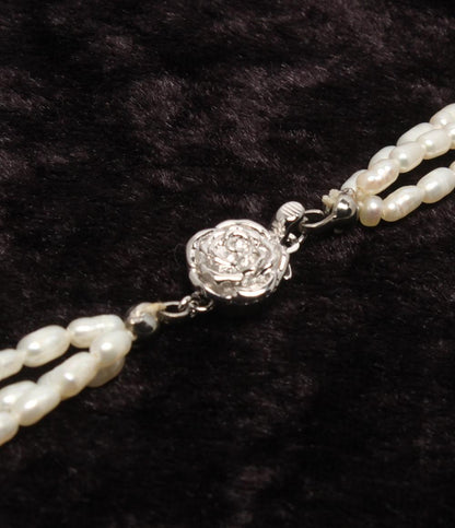 美品 3連ネックレス SV 淡水パール レディース