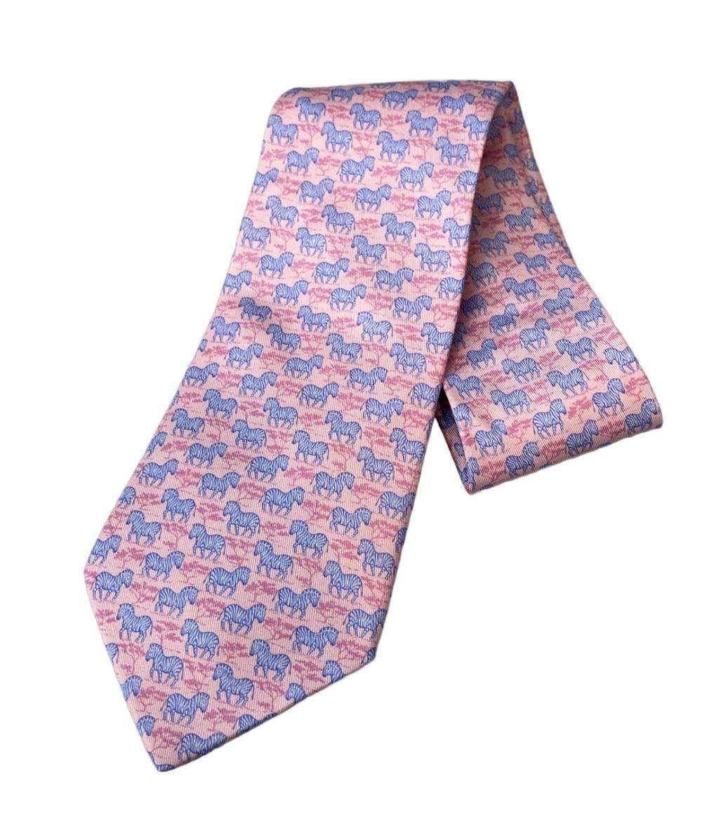 美品 エルメス ネクタイ シルク100% しまうま柄 メンズ HERMES