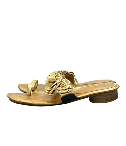 訳あり CHANEL カメリア フラットサンダル レディース SIZE 39 シャネル