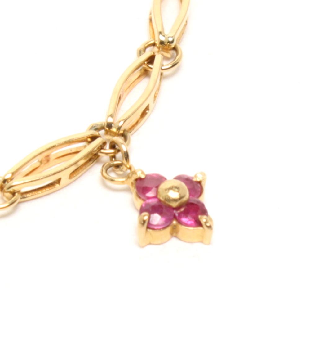 美品 ブレスレット K18 ルビー フラワーモチーフ レディース