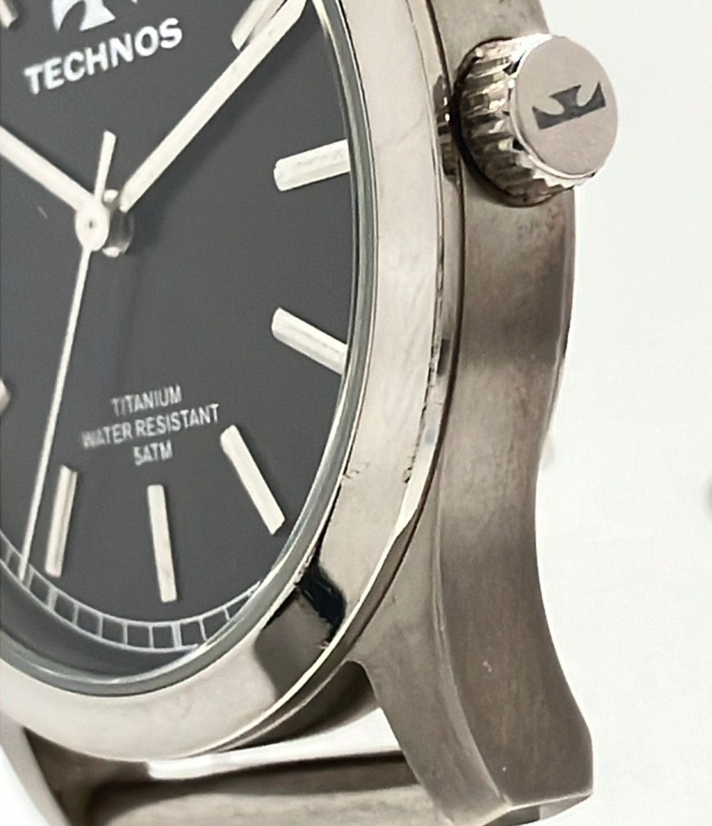 TECHNOS 腕時計 クオーツ ブラック T-1079 メンズ テクノス