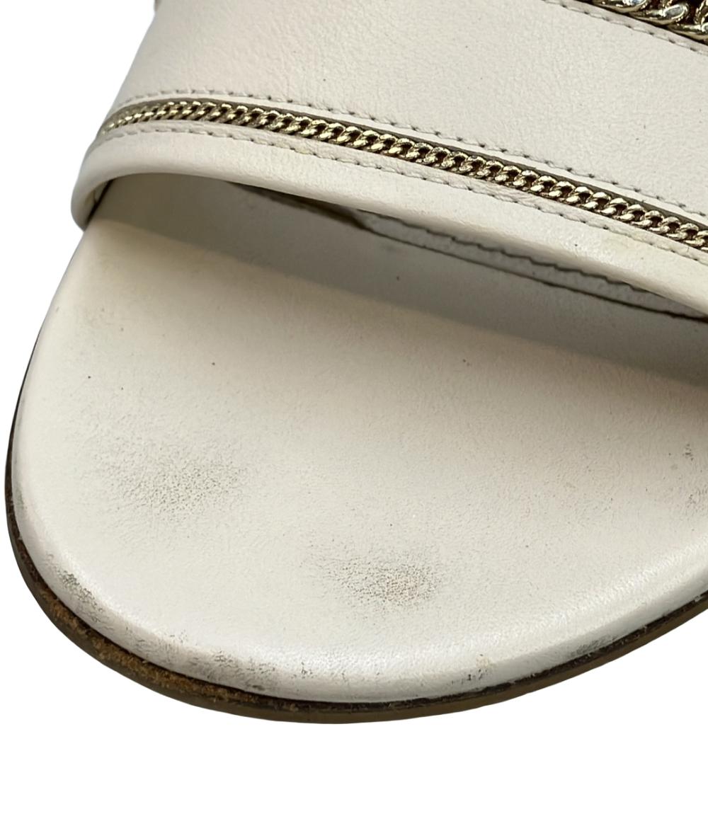 わい　美品　Salvatore Ferragamo サンダル　オフホワイト Salvatore Ferragamo ミュール サンダル チャンキーヒール レディース