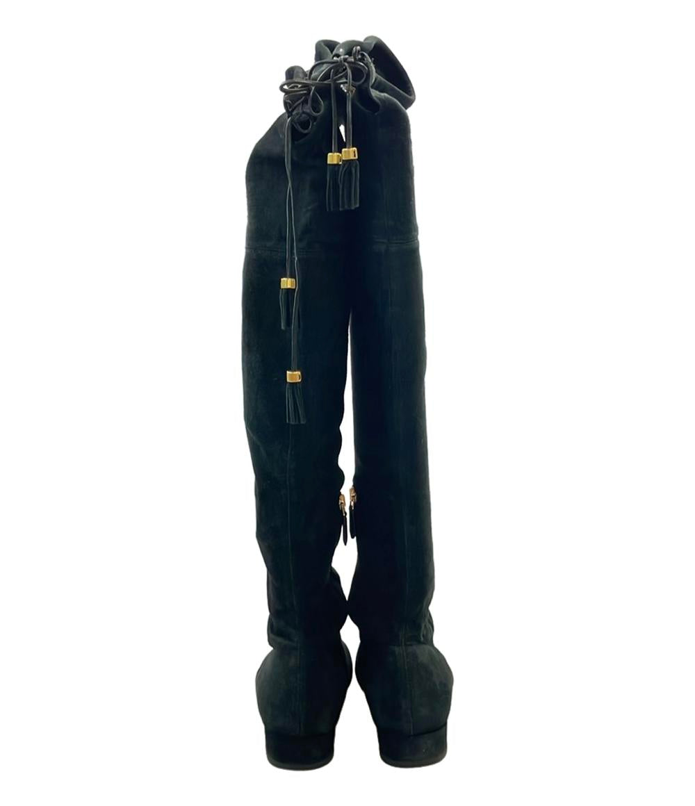 訳あり PRADA ロングブーツ スエード レディース SIZE 38 1/2 (25.5cm