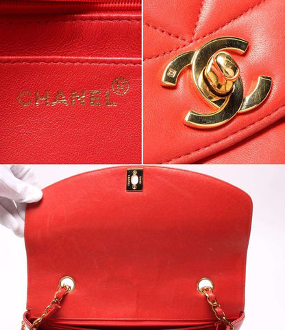 シャネル チェーンショルダーバッグ 斜め掛け ゴールド金具 ラムスキン ダイアナ25 マトラッセ レディース CHANEL