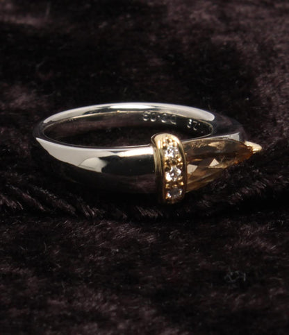 美品 リング 指輪 K18 Pt900 トパーズ 1.29ct ダイヤ 0.03ct レディース SIZE 12号