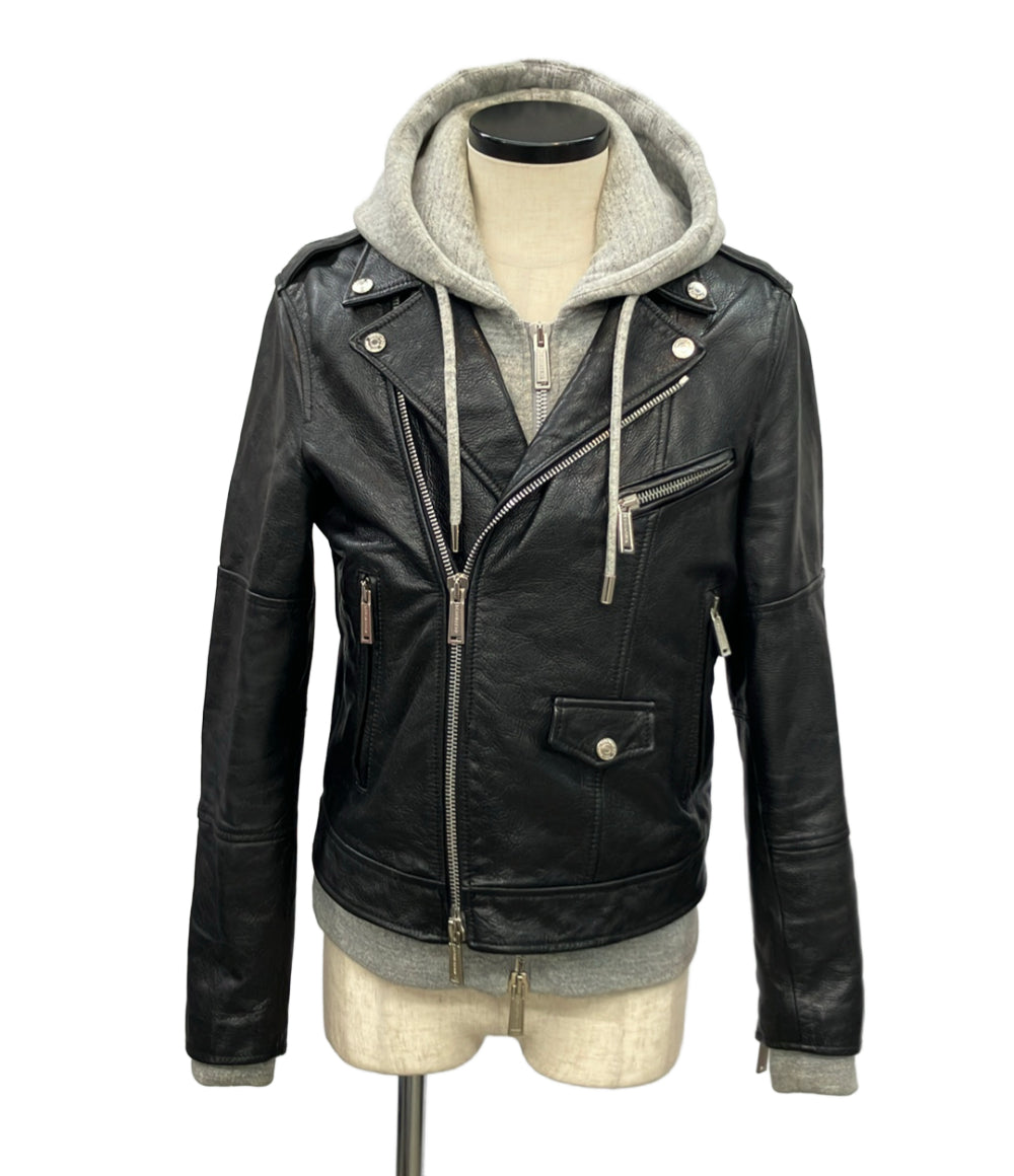 DSQUARED2 レザージャケット パーカー ドッキング レイヤード 15AW S74AM0561 SX7818 メンズ SIZE 48 (L) ディースクエアード