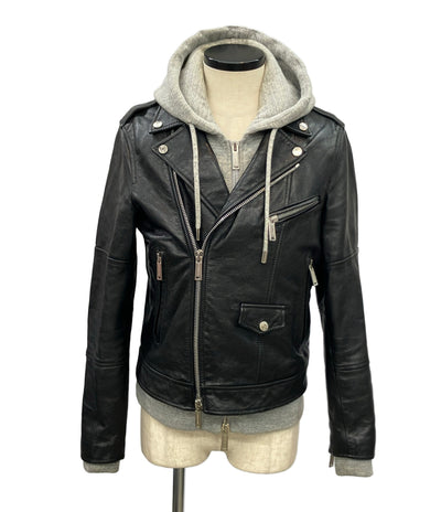 DSQUARED2 レザージャケット パーカー ドッキング レイヤード 15AW S74AM0561 SX7818 メンズ SIZE 48 (L) ディースクエアード