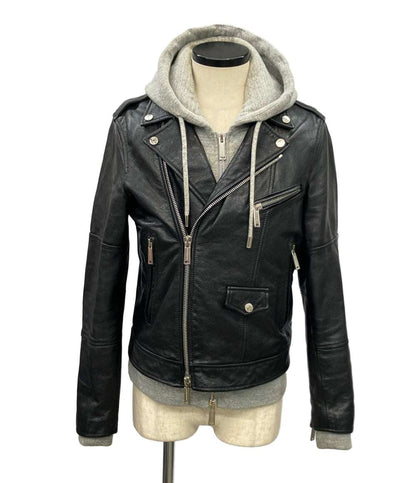 DSQUARED2 レザージャケット パーカー ドッキング レイヤード 15AW S74AM0561 SX7818 メンズ SIZE 48 (L) ディースクエアード
