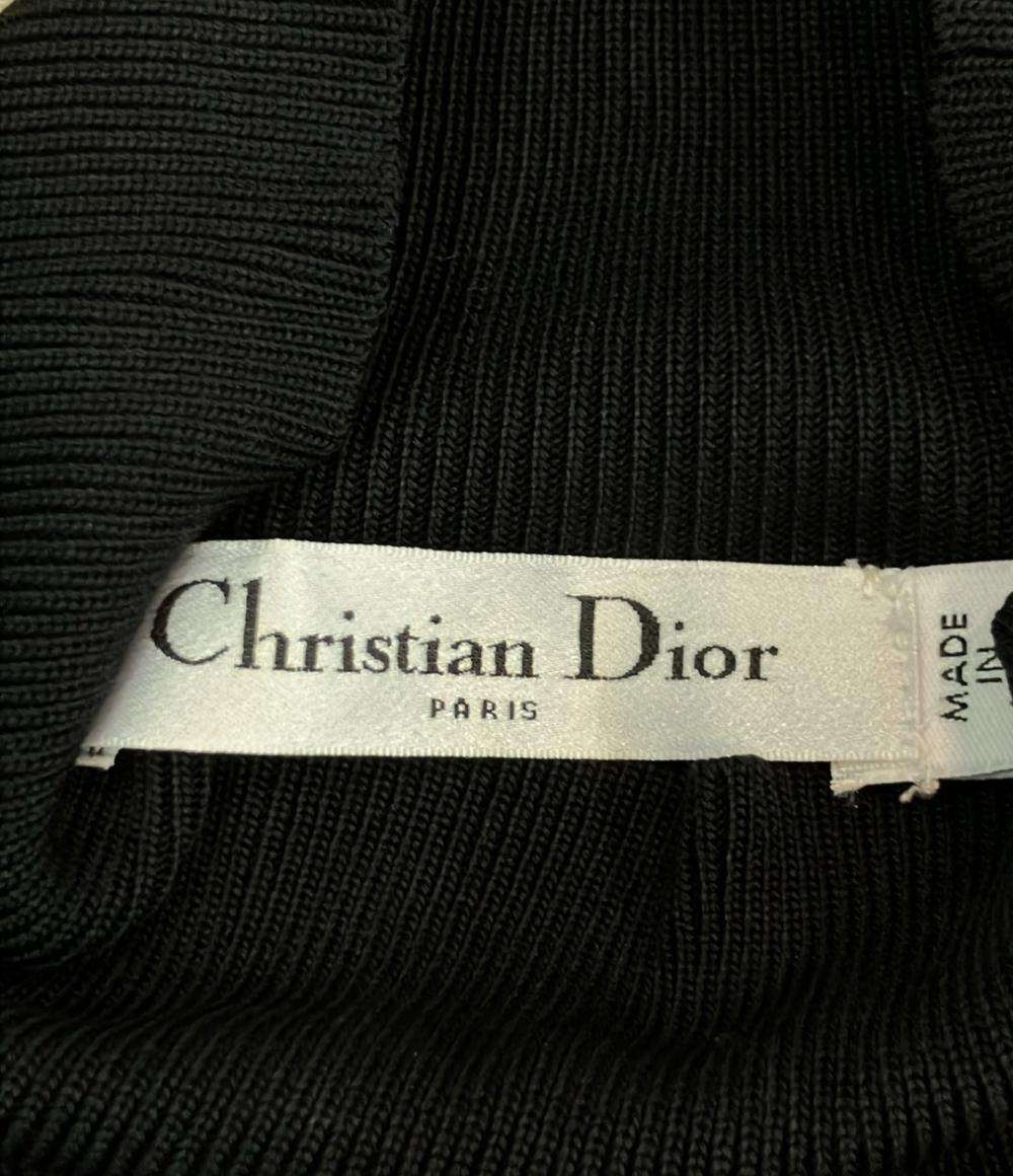 Christian Dior 長袖ニット モックネック スリットニット CDボタン ブラック 5H24543AM549 レディース SIZE 42 (M) クリスチャンディオール