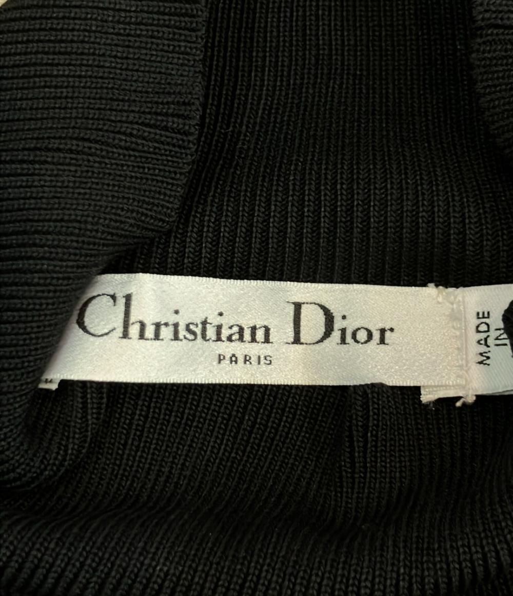 Christian Dior 長袖ニット モックネック スリットニット CDボタン ブラック 5H24543AM549 レディース SIZE 42 (M) クリスチャンディオール