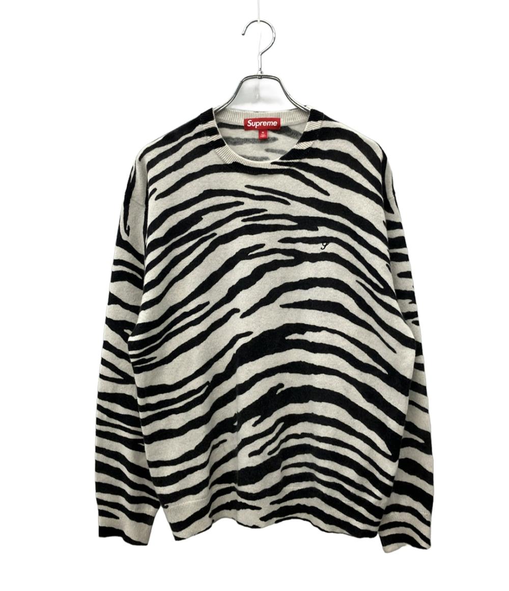 Supreme ホワイト ニットセーター M Supreme 長袖ニット 24SS CASHMERE SWEATER ZEBRA ストリート メンズ