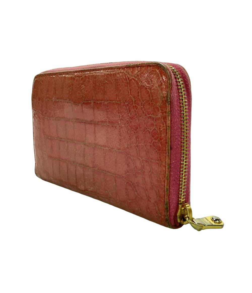 Miu Miu ラウンドファスナー長財布 クロコ型押し レディース ミュウ