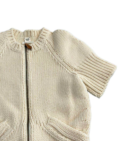 美品 エルメス 半袖ジップアップニット カシミヤ100% ゴルチエ レディース SIZE 34 (XS) HERMES