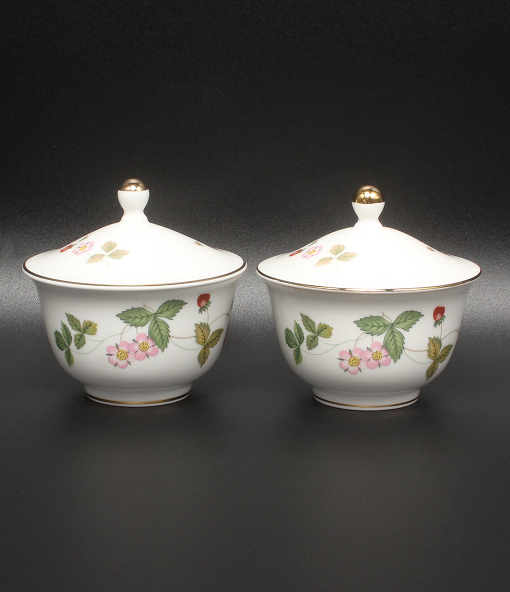 美品 WEDGWOOD オリエンタルカップ 2点セット ペア 蓋付き ワイルドストロベリー ウエッジウッド