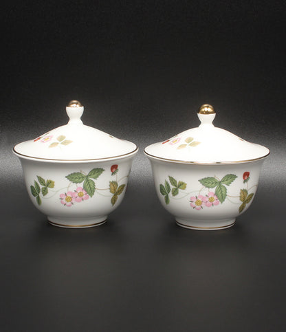 美品 WEDGWOOD オリエンタルカップ 2点セット ペア 蓋付き ワイルドストロベリー ウエッジウッド
