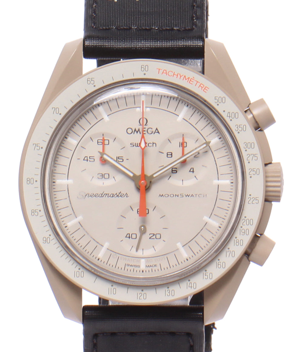 Swatch OMEGA 腕時計 MISSION TO JUPITER ミッション トゥ ジュピター バイオセラミック ムーンスウォッチ クオーツ ベージュ SO33C100 メンズ
