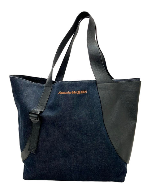 Alexander McQueen ザカーブ デニム レザー ショルダーバッグ 美品 Alexander McQueen トートバッグ デニム レザー メンズ