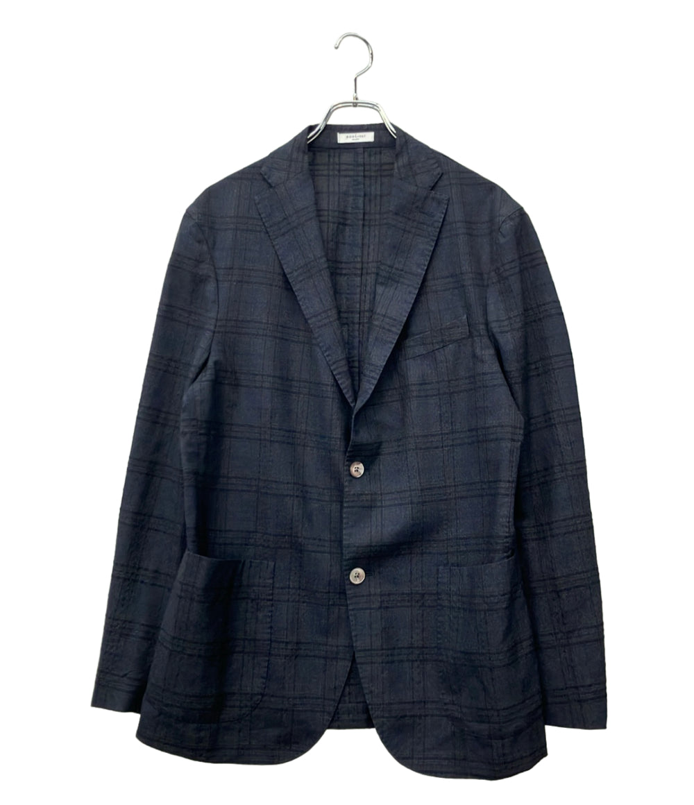 BOGLIOLI テーラードジャケット ブラック チェック柄 ウール シルク N1302J メンズ SIZE 48 (L) ボリオリ