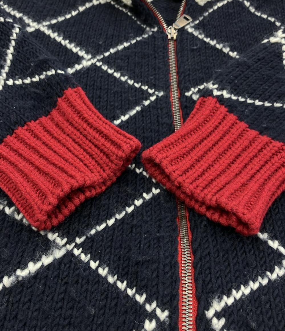 正規GUCCI ジップアップニット Sサイズ ブラック・ホワイト グッチ 長袖ニット ジップアップ ドライバーズニット メンズ SIZE S