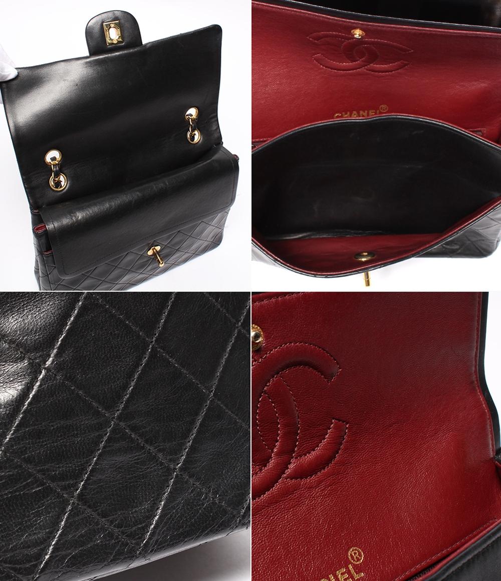 シャネル チェーンショルダーバッグ 肩掛け ゴールド金具 1番台 ダブルフラップ ダブルチェーン ラムスキン マトラッセ25 レディース CHANEL