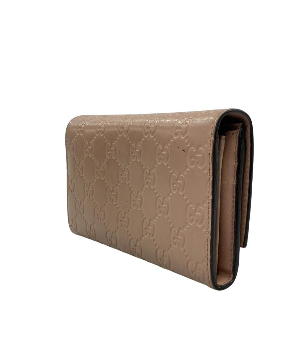 ◇グッチ◇レザー/GG/シマ/フラップ/長財布/388679/グッチシマ GUCCI（グッチ） 長財布 グッチシマ リボン レザー ブラック 388679