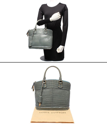 LOUIS VUITTON ハンドバッグ エキゾチックレザー クロコ ブルーグレー ロックイットPM レディース ルイ・ヴィトン