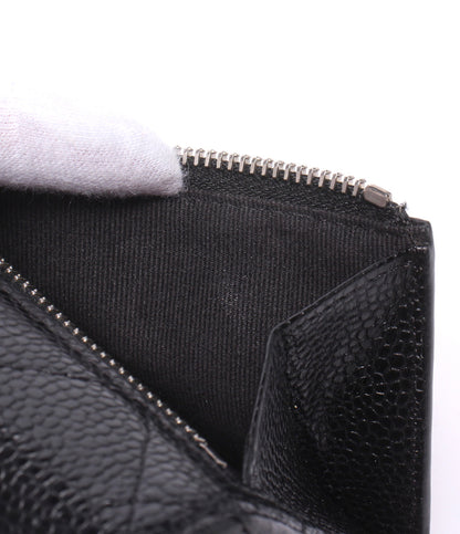 CHANEL 三つ折り財布 シルバー金具 ランダム番台 クラシックスモールフラップウォレット キャビアスキン AP0231 レディース シャネル