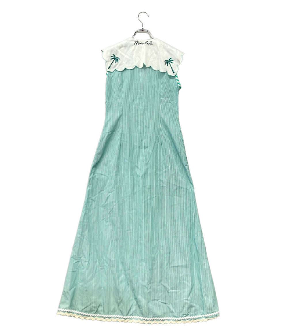 CRISTIANO MARCHELI ノースリーブワンピース 緑 ストライプ パームツリー ISABELLA レディース SIZE XS クリスティアーノ マルケリ