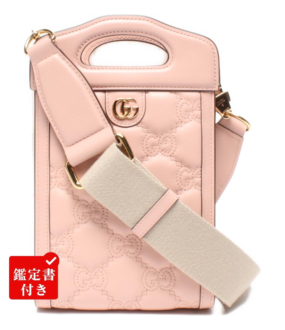 美品 GUCCI 2way ハンドバッグ ショルダーバッグ 斜め掛け GGマトラッセ ミニトップ ハンドルバッグ 723776 525040 レディース グッチ