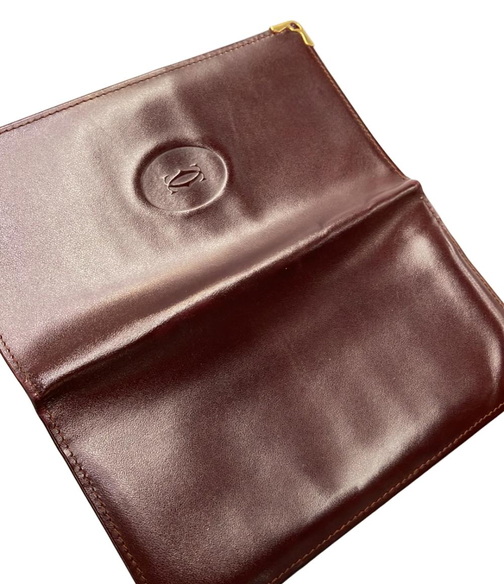 極美品・付属品完備 カルティエ 二つ折り財布 ドゥカルティエ レザー 濃茶 Cartier 二つ折り長財布 マストドゥカルティエ レディース カルティエ