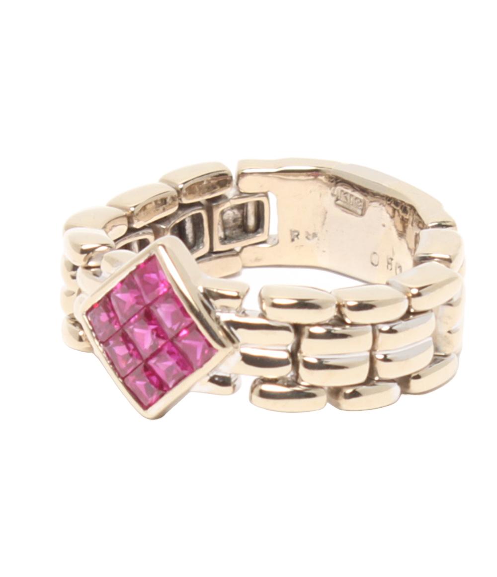 美品 リング 指輪 K18 ルビー ミステリーセッティング レディース SIZE 15号