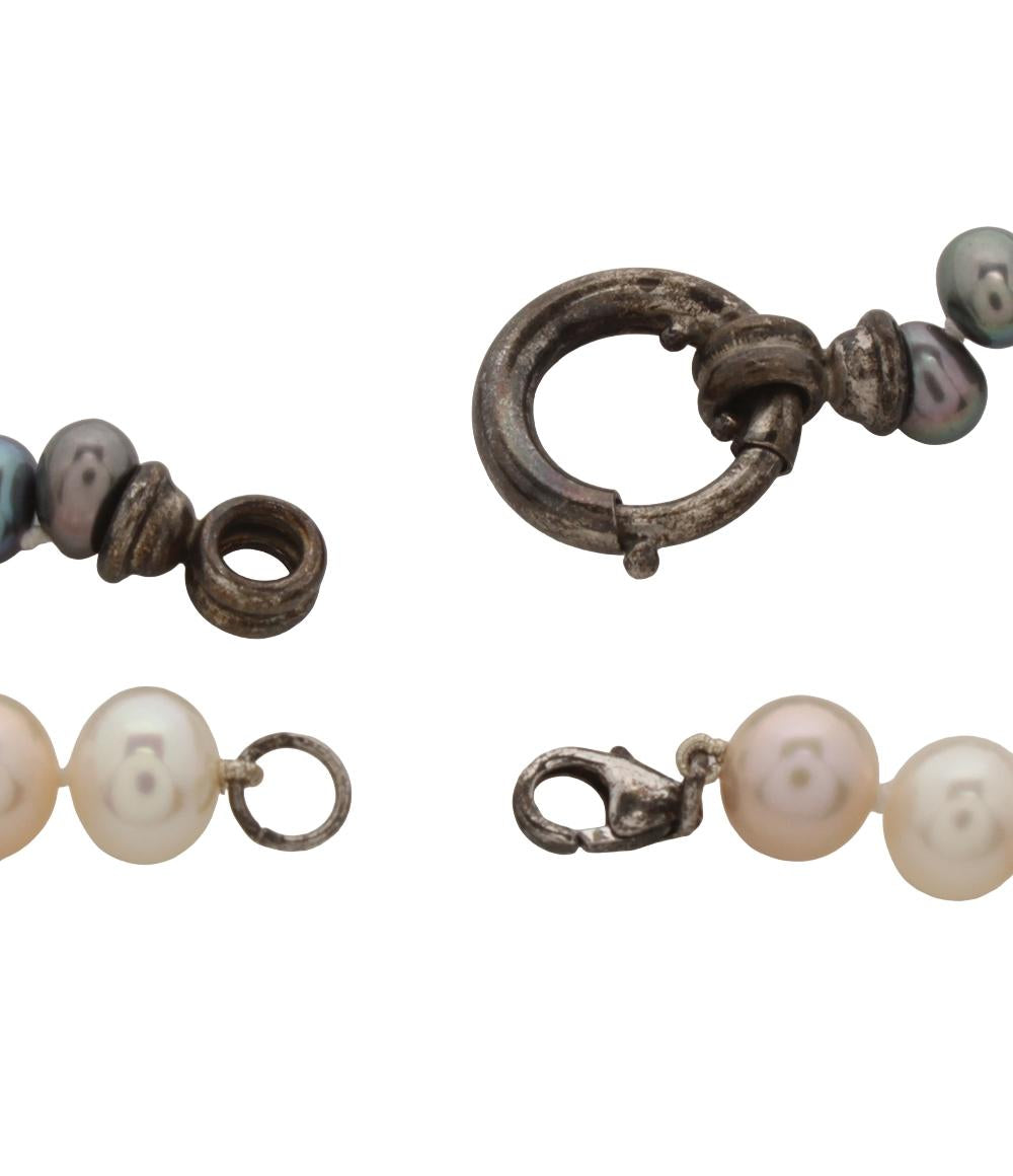 ロングネックレス 2点セット カラーパール レディース