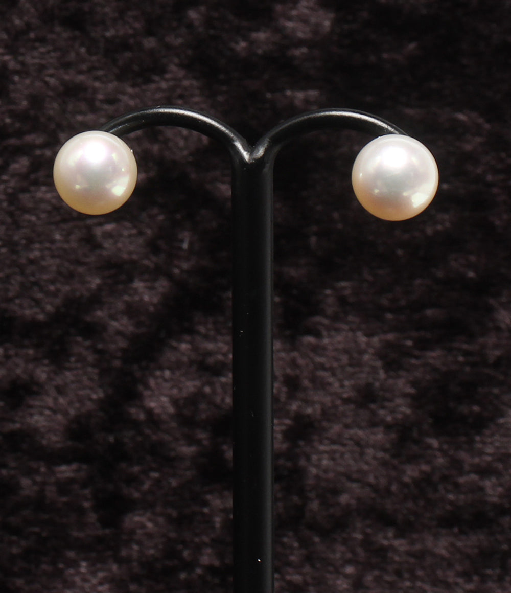 美品 ネックレス パール 8.0-8.5mm ピアス K14WG パール 8.0mm 2点セット レディース