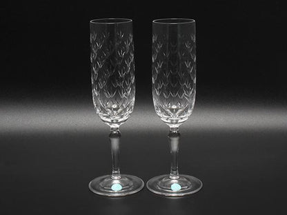 美品 TIFFANY&Co. シャンパングラス 2点セット ペア フローレット ティファニー