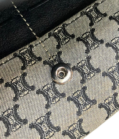 訳あり CELINE 二つ折り長財布 マカダム柄 キャンバスレザー レディース セリーヌ