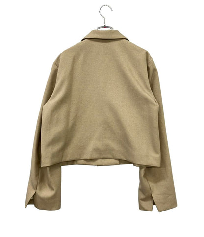 美品 MANOF テーラードジャケット ショート丈 オーバーサイズ クロップド SHORT WIDE JACKET 87103-0392 レディース SIZE M マノフ