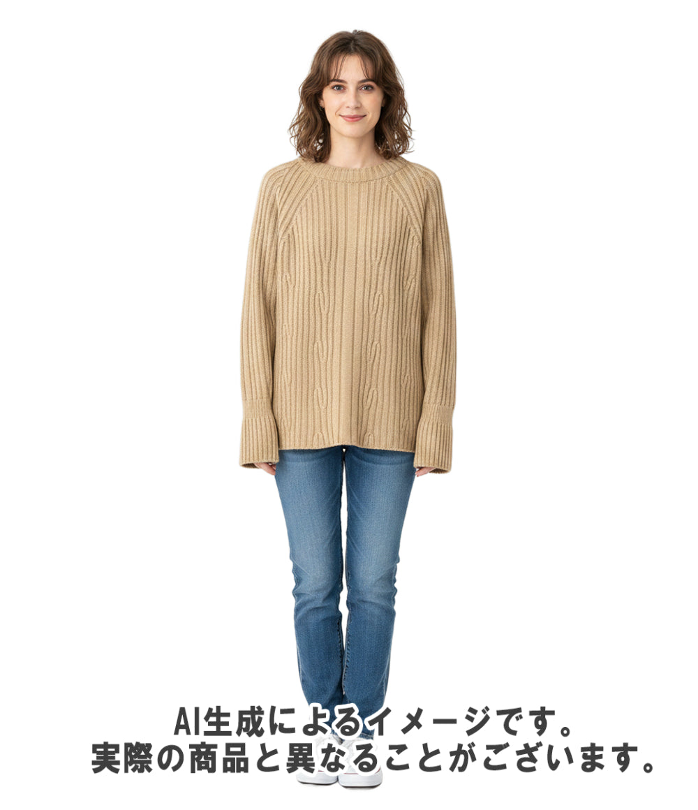 HERMES 長袖ニット ケーブル キャメル レディース SIZE 36 (XS