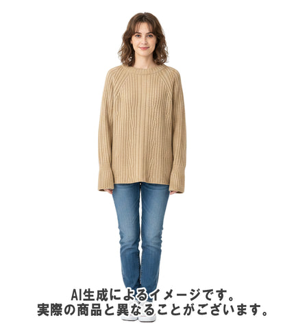 HERMES 長袖ニット ケーブル キャメル レディース SIZE 36 (XS) エルメス