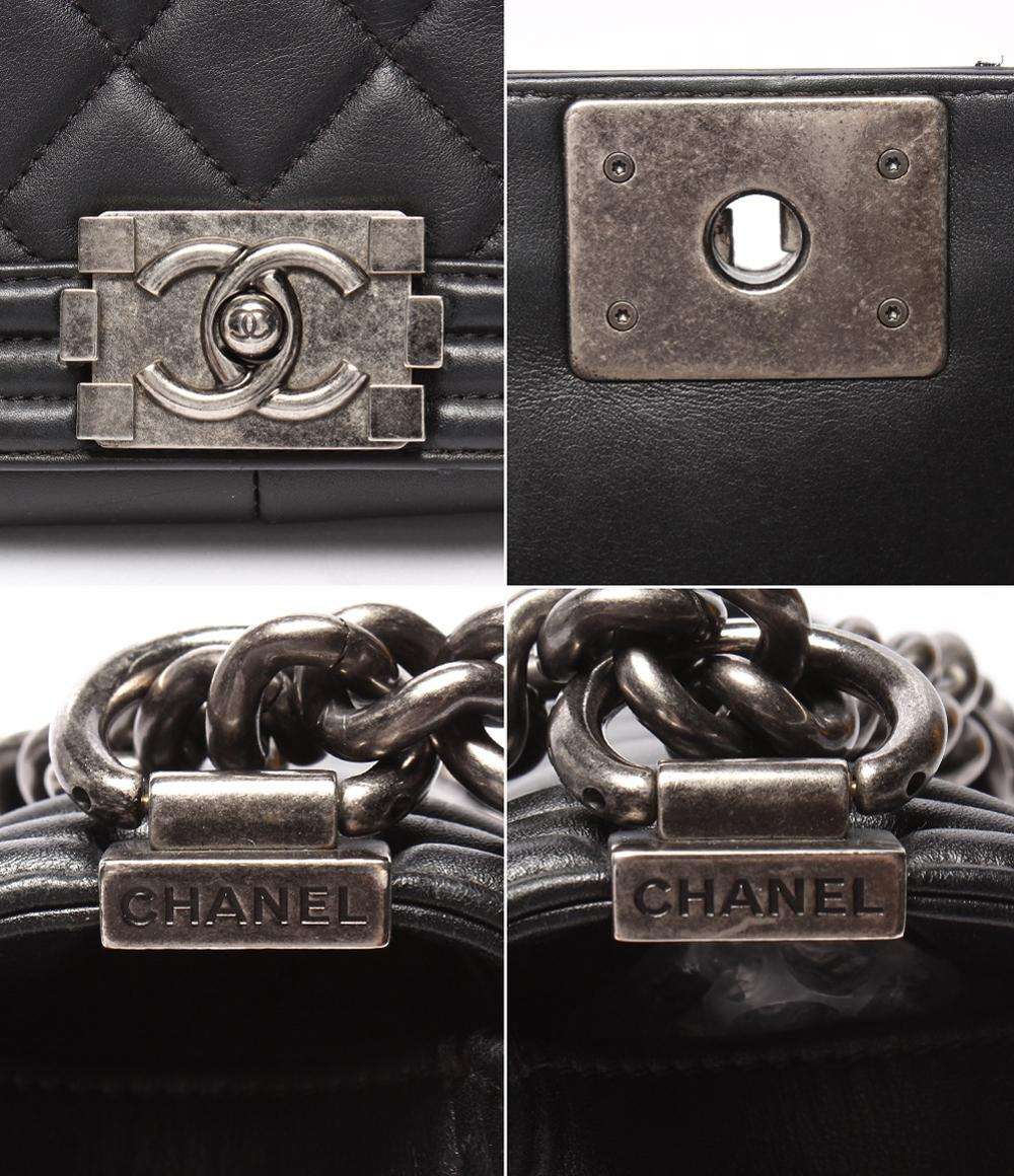 シャネル ダイヤステッチ チェーンショルダー ブラック シルバー金具 レザー CHANEL Bランク 中古 CHANEL】シャネル『ダイヤステッチ ダブルチェーンショルダーバッグ