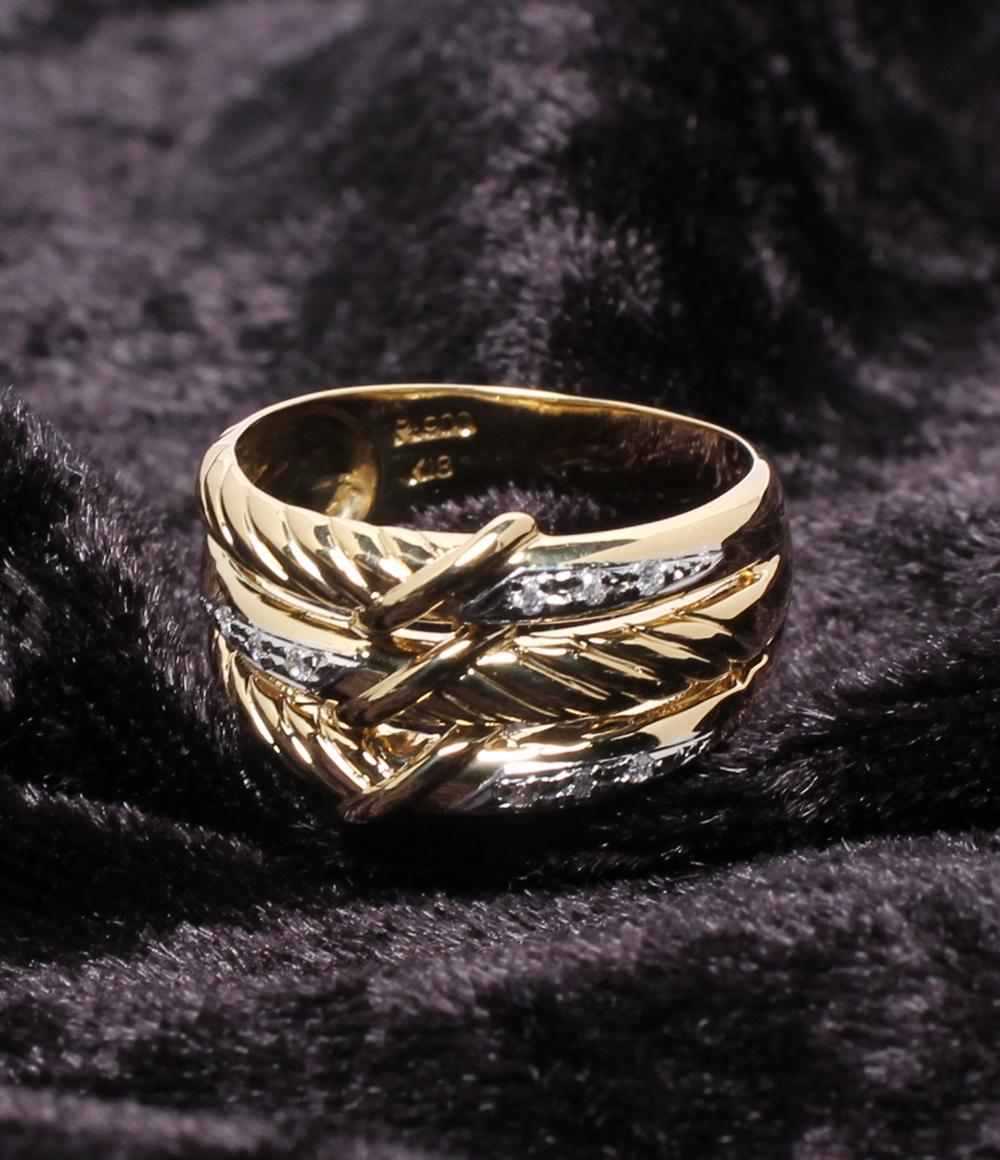 美品 リング 指輪 K18 Pt900 ダイヤ 0.05ct レディース SIZE 12号