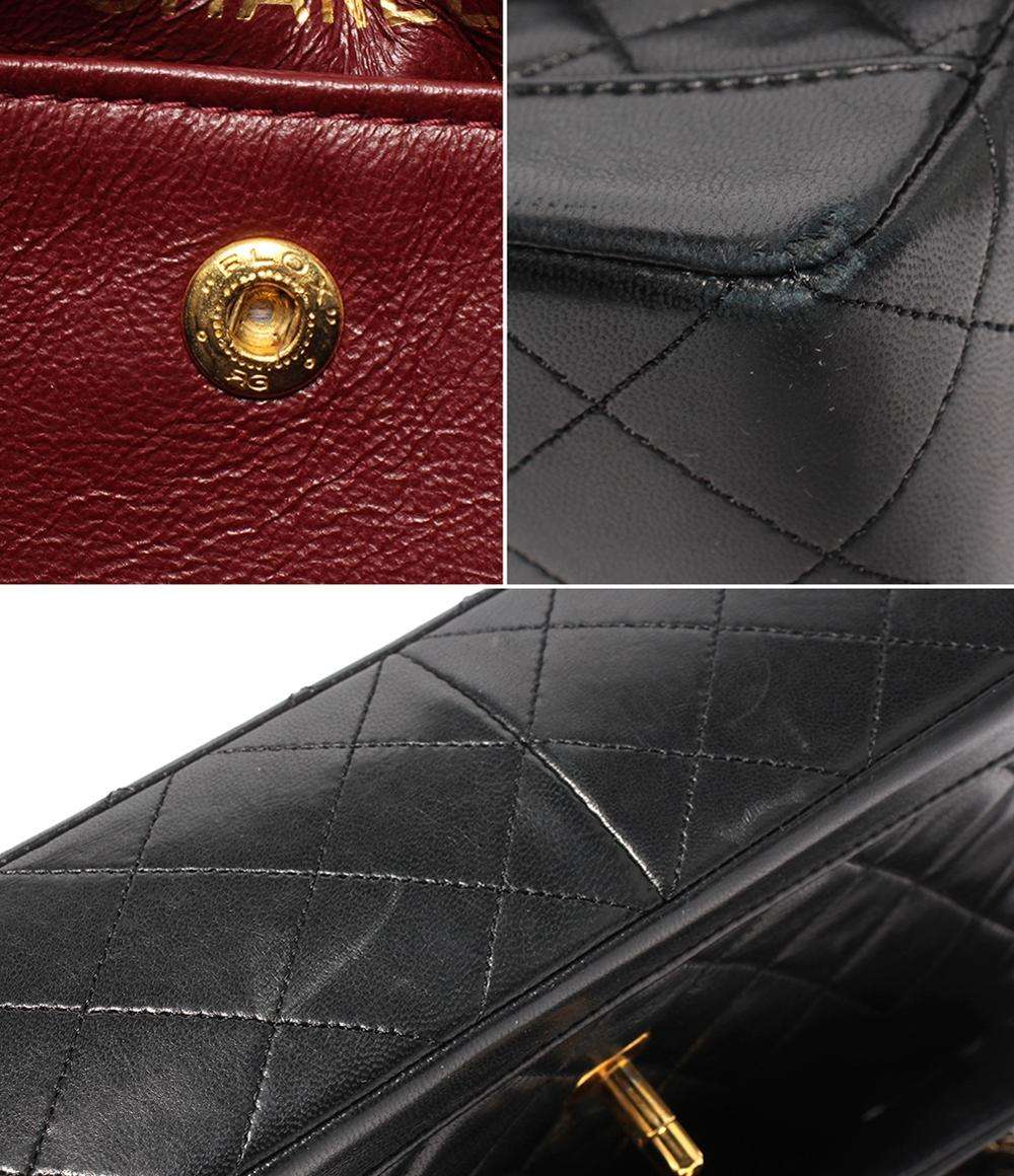 CHANEL ショルダーバッグ ダブルチェーン シングルフラップ ゴールド金具 ラムスキン 肩掛け マトラッセ メンズ シャネル