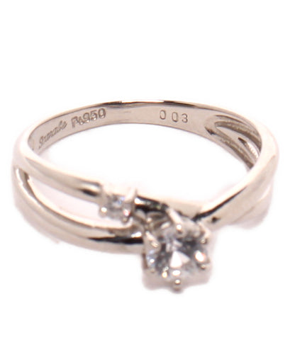 美品 Scarabe リング 指輪 Pt950 ホワイトサファイア ダイヤ 0.03ct レディース SIZE 9号 スカラベ