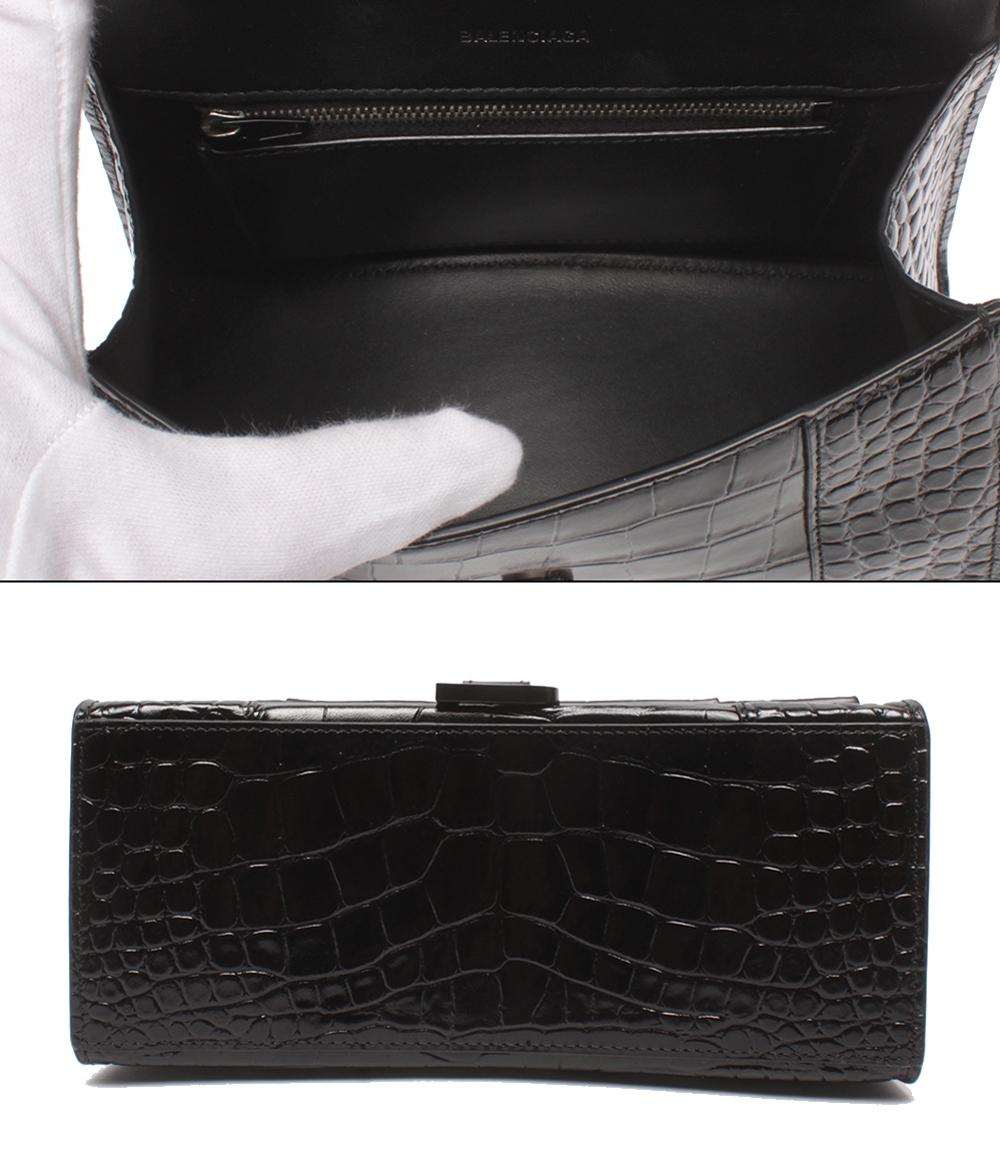 BALENCIAGA 2WAYハンドバッグ ショルダーバッグ クロコ型押し 肩掛け 斜め掛け アワーグラス レディース バレンシアガ