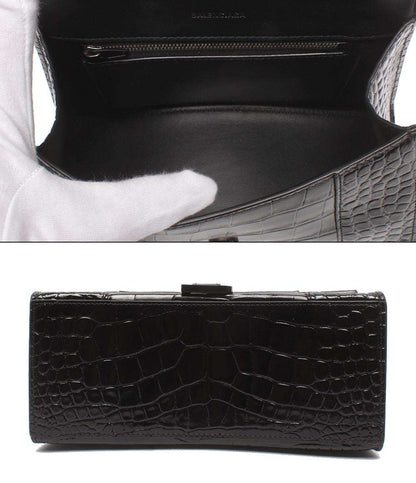 BALENCIAGA 2WAYハンドバッグ ショルダーバッグ クロコ型押し 肩掛け 斜め掛け アワーグラス レディース バレンシアガ