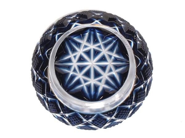 美品 島津薩摩切子 小皿 藍 8cm