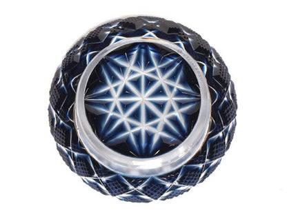 美品 島津薩摩切子 小皿 藍 8cm