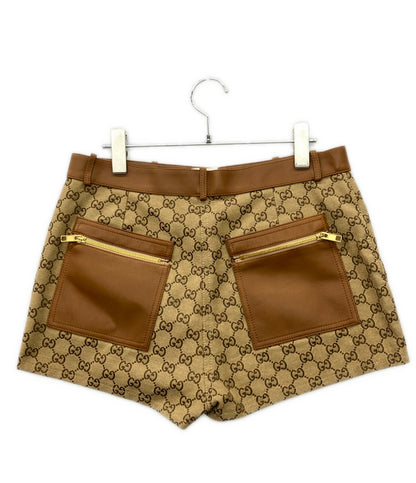 GUCCI レザーショートパンツ GGキャンバス 681154 Z8AV7 レディース SIZE 42 (L) グッチ