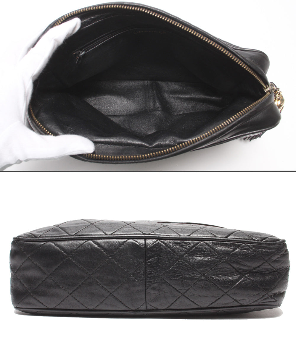 CHANEL チェーンショルダーバッグ 肩掛け 斜め掛け ラムスキン ゴールド金具 マトラッセ 1番台 レディース シャネル