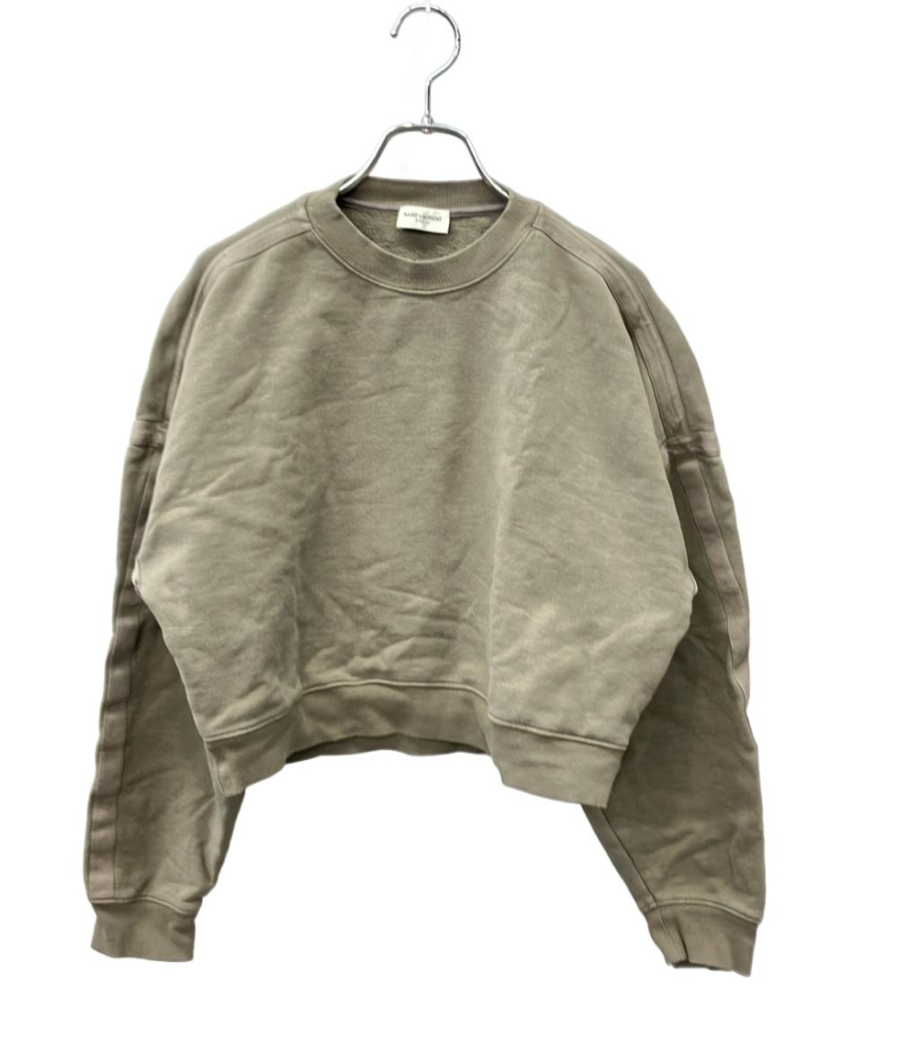 サンローラン 長袖スウェット グレージュ ショート丈 716525 レディース SIZE S SAINT LAURENT SAINT LAURENT 長袖スウェット グレージュ ショート丈 716525