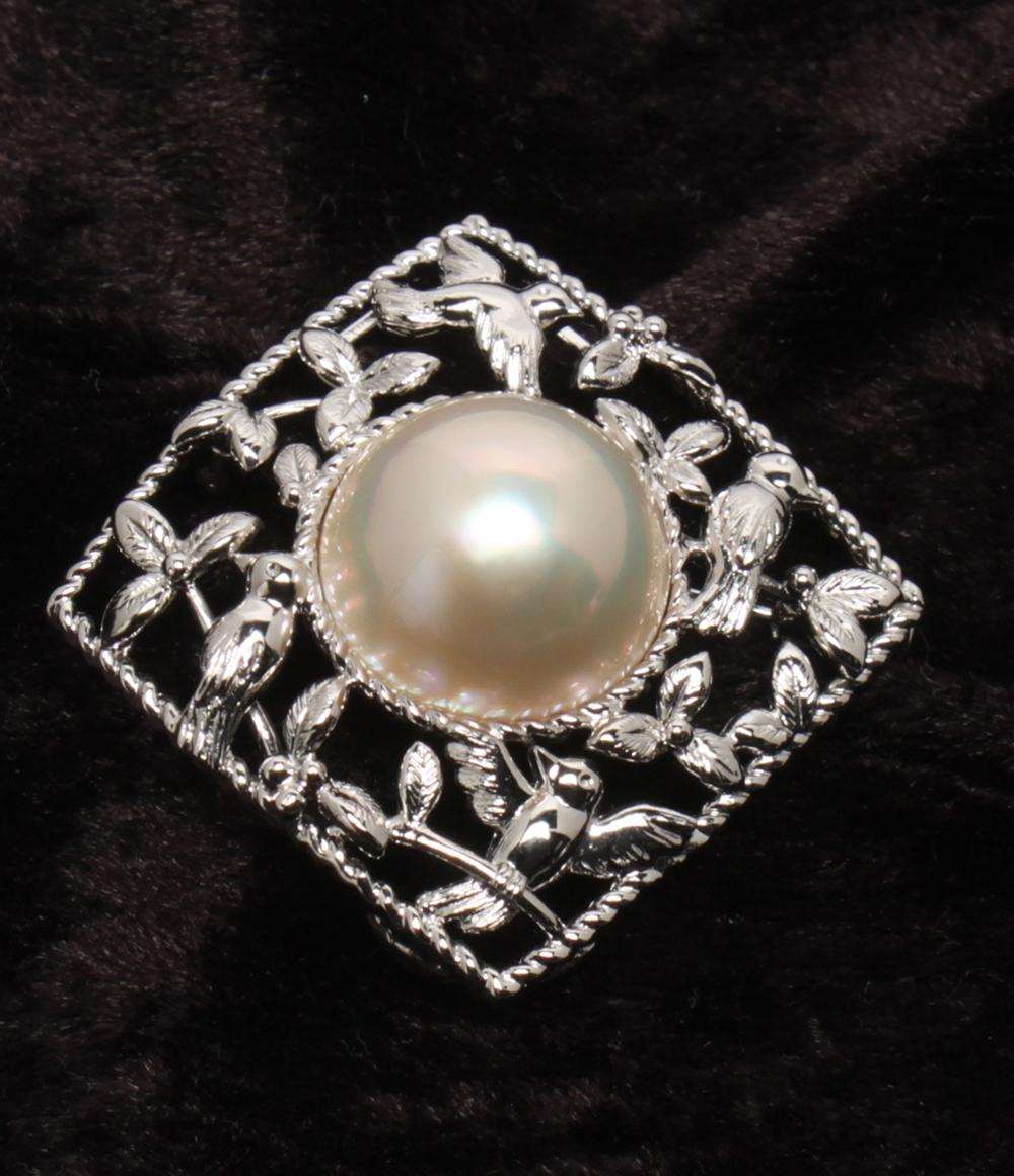 美品 TASAKI ブローチ ペンダントトップ SV マベパール 16.6mm トリモチーフ レディース タサキ